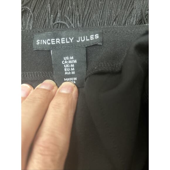 Sincerely Jules Black MIDI Fringe Skirt Free Spirted Glam Effortless Cool Sz M - Picture 7 of 8